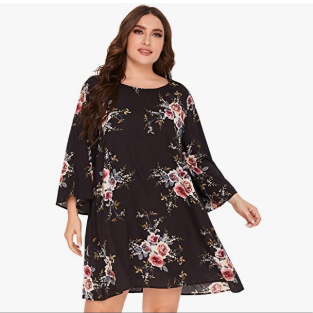 Romwe Women's Plus Size Boho Bohemian Floral Print Summer Beach Dress...